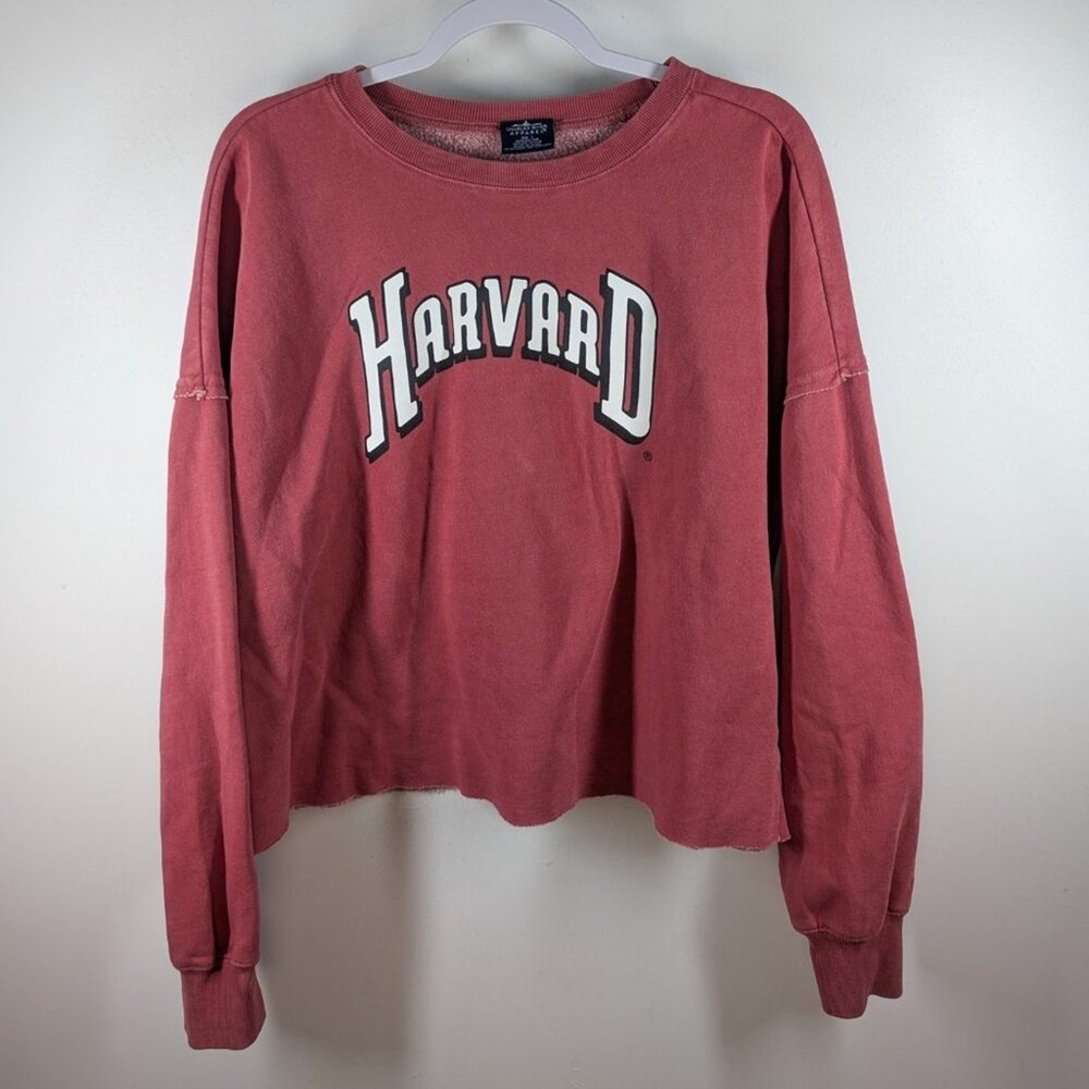 Charles River Apparel Harvard Crimson Red Cropped Sweatshirt Womens Size Large‎ - Picture 2 of 6